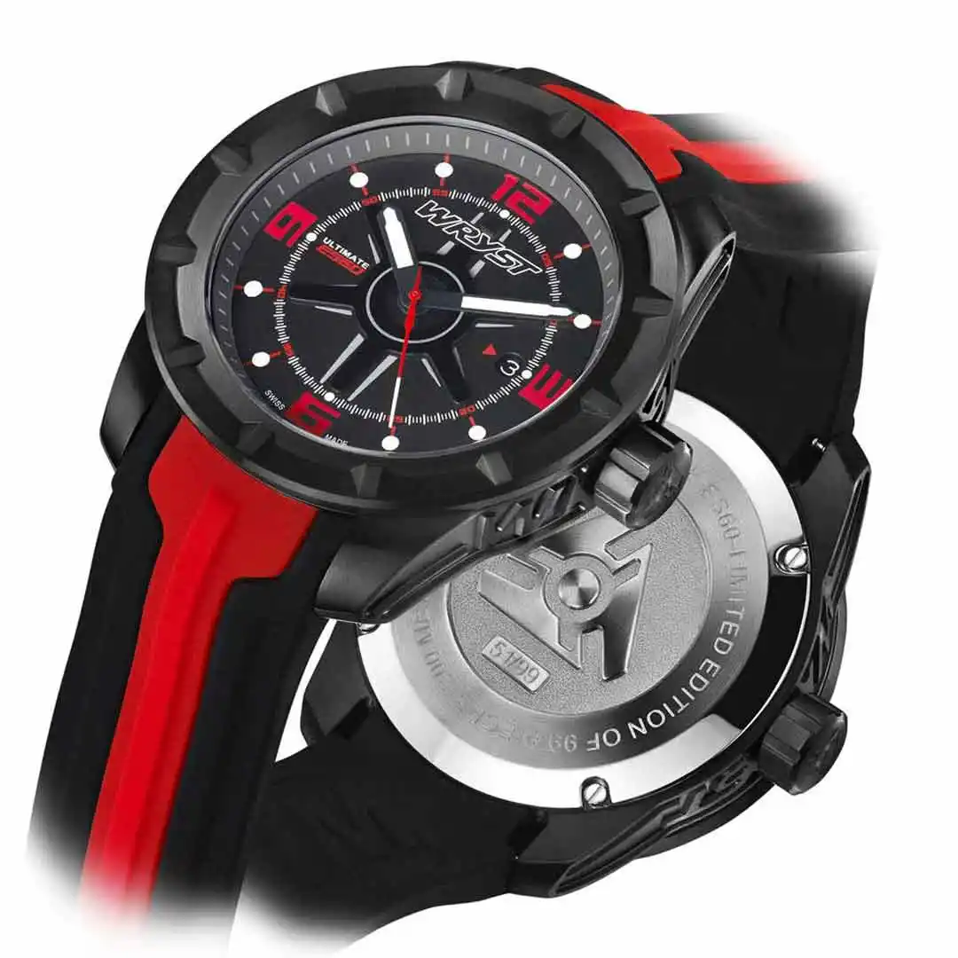 Montre suisse noire avec cristal saphir