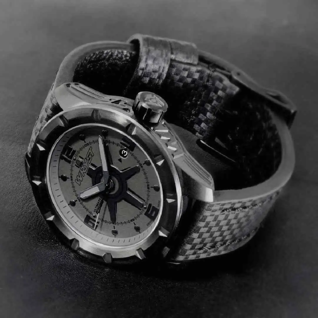 Black Scratch Resistant Watch Wryst ES20 Carbon Fiber