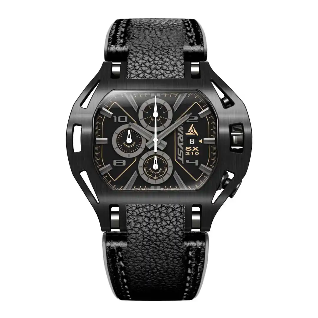 Black Swiss Watch Mens Wryst Leather