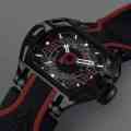 Automatic Swiss black watch with luminous hands and markers