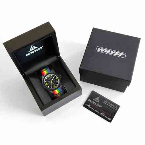 Wryst Rainbow Watch Ultimate ES40 | Black with a Colored Rainbow Strap