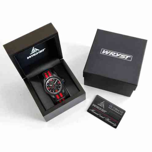 Reloj Suizo Nato Wryst para hombre ES60 con DLC negro y colores rojo