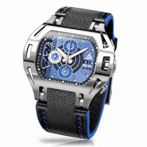 Blue Face Watch Force SX230 | Rugged Polished Steel Chronograph