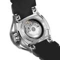 Automatic bue dial watch with see through case back glass