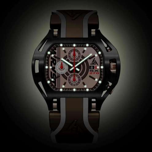 Luminous black Mens Rose Gold Watch Wryst in the dark