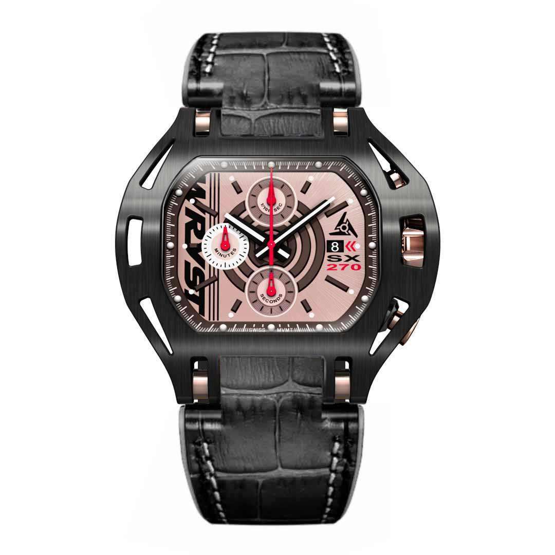 Montre Noire et Or Rose Wryst