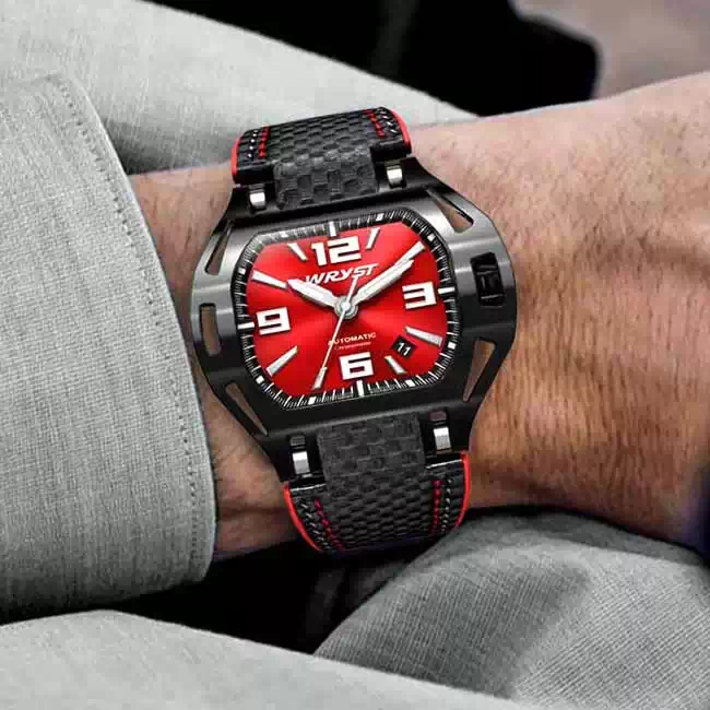 Montre Automatique Noire SX8 Cadran Rouge